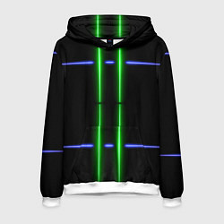 Мужская толстовка Neon black light blue green line