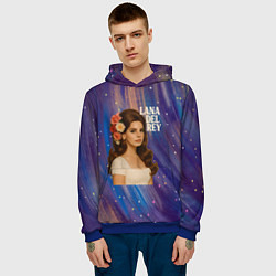 Толстовка-худи мужская Lana Del Rey с цветами в волосах, цвет: 3D-синий — фото 2