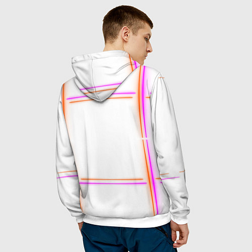 Мужская толстовка Neon white orange pink / 3D-Белый – фото 4
