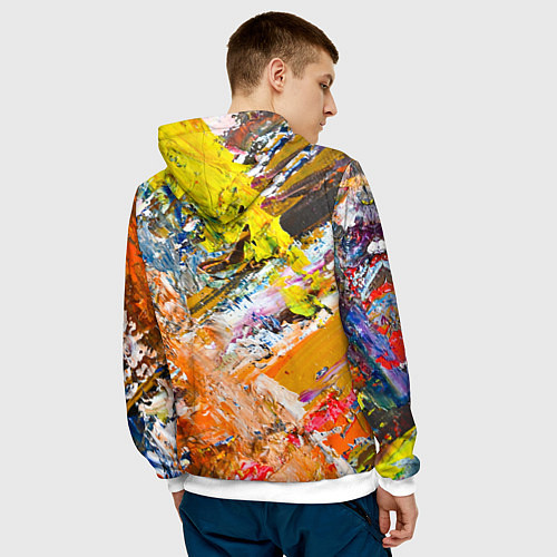 Мужская толстовка Живая Абстракция: Поток Цветов и Форм в Постоянном / 3D-Белый – фото 4