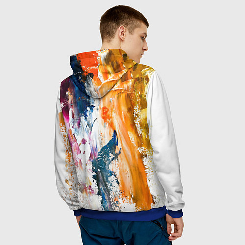 Мужская толстовка Разноцветные мазки кисти на палитре художника / 3D-Синий – фото 4