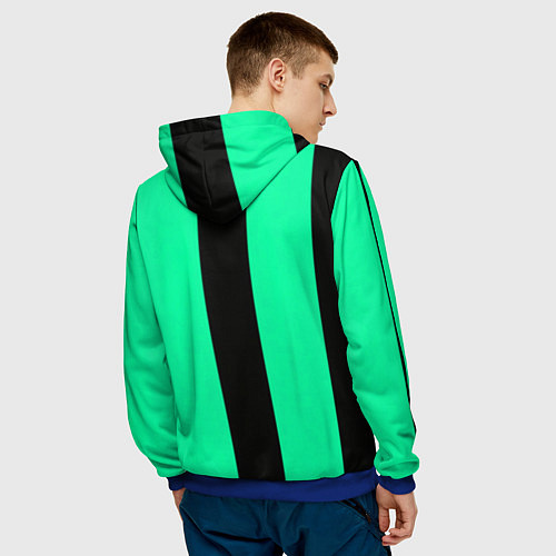 Мужская толстовка Color turquoise black line / 3D-Синий – фото 4