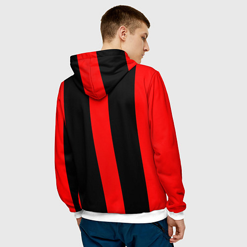 Мужская толстовка Color black red lines / 3D-Белый – фото 4