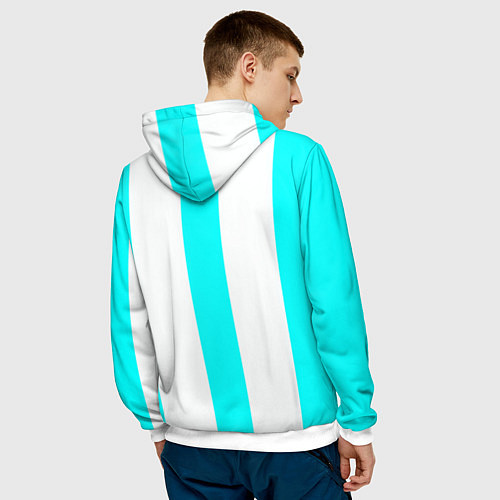 Мужская толстовка Color light blue white lines / 3D-Белый – фото 4