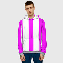 Толстовка-худи мужская Color white pink lines, цвет: 3D-меланж — фото 2
