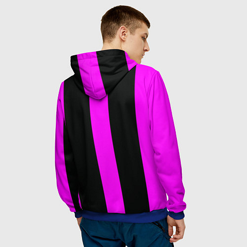 Мужская толстовка Color black pink lines / 3D-Синий – фото 4