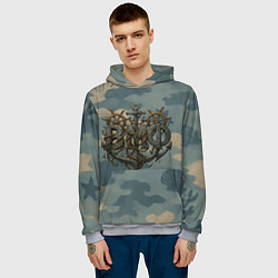 Толстовка-худи мужская ВМФ и большой якорь, цвет: 3D-меланж — фото 2