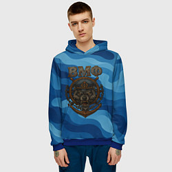 Толстовка-худи мужская ВМФ агрессивный русский волк, цвет: 3D-синий — фото 2
