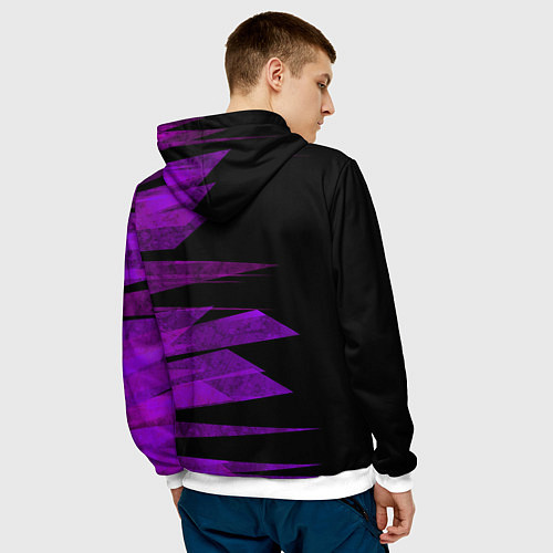 Мужская толстовка Color purple black stripes / 3D-Белый – фото 4