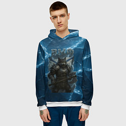 Толстовка-худи мужская ВМФ Волк на фоне льда, цвет: 3D-белый — фото 2