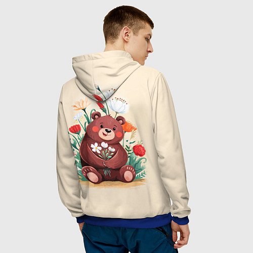 Мужская толстовка Мишаня с букетом / 3D-Синий – фото 4