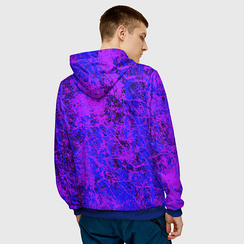 Мужская толстовка Призрак самурай - неоновые краски / 3D-Синий – фото 4