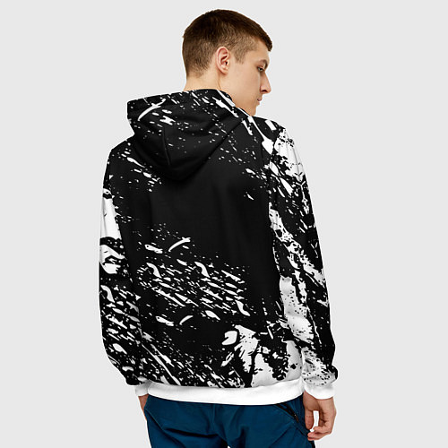 Мужская толстовка Doom белые краски штрихи / 3D-Белый – фото 4