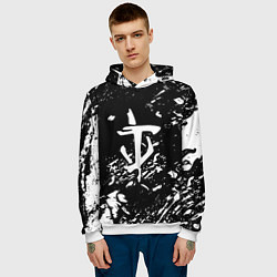 Толстовка-худи мужская Doom белые краски штрихи, цвет: 3D-белый — фото 2