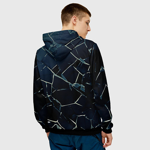 Мужская толстовка Тёмный чёрно-синий битые плиты / 3D-Черный – фото 4
