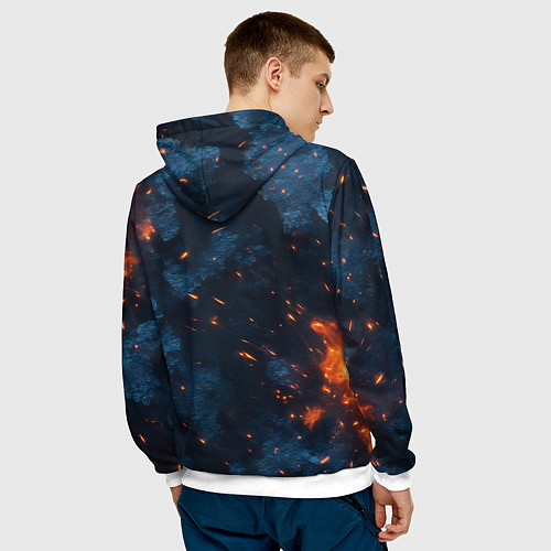 Мужская толстовка Синий камуфляж с искрами / 3D-Белый – фото 4