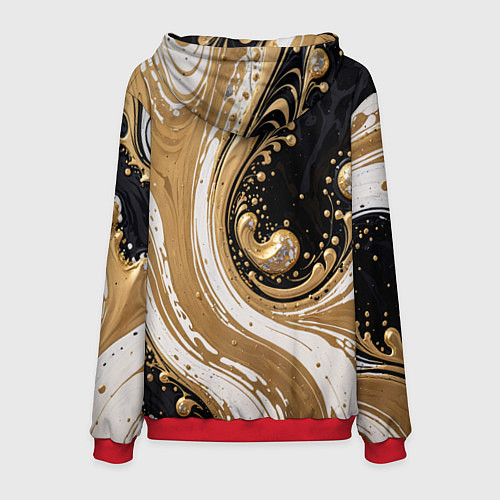 Мужская толстовка Черный агат и жидкое золото / 3D-Красный – фото 2