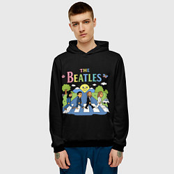 Толстовка-худи мужская The Beatles, мультяшный стиль, цвет: 3D-черный — фото 2