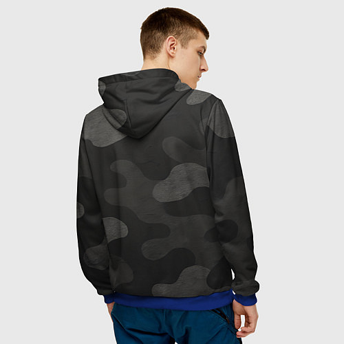 Мужская толстовка Черно-серый камуфляж / 3D-Синий – фото 4