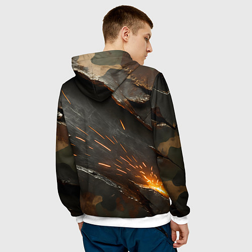 Мужская толстовка Искры метала под камуфляжем / 3D-Белый – фото 4