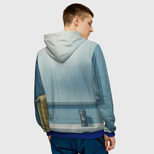 Мужская толстовка Дандадан бабушка в ванной / 3D-Синий – фото 4