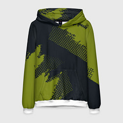 Толстовка-худи мужская Абстрактная текстура в зеленом, цвет: 3D-белый