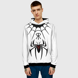Толстовка-худи мужская Паук на белом - the web of Fate, цвет: 3D-черный — фото 2