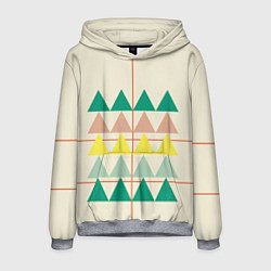 Мужская толстовка Абстрактный лес пирамидки с однотоном