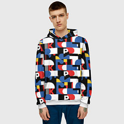 Толстовка-худи мужская Геометрия букв, цвет: 3D-белый — фото 2
