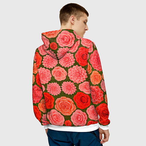 Мужская толстовка Цветочная поляна паттерн / 3D-Белый – фото 4