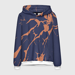 Толстовка-худи мужская Разломы на синем, цвет: 3D-белый