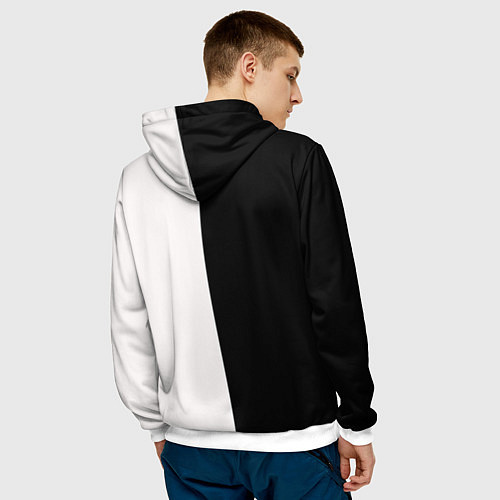 Мужская толстовка Сатурн черно-белый / 3D-Белый – фото 4