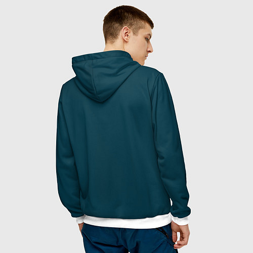 Мужская толстовка Морская глубина - однотон / 3D-Белый – фото 4