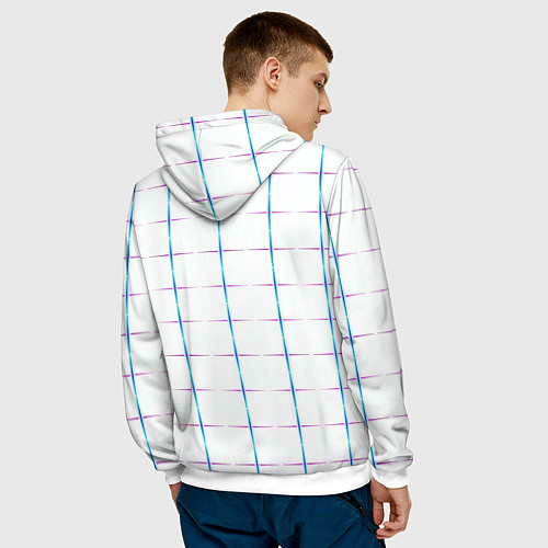 Мужская толстовка Color white blue stripes / 3D-Белый – фото 4