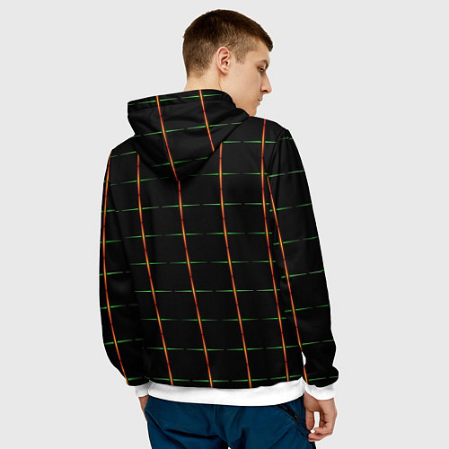 Мужская толстовка Color black orange green crosses / 3D-Белый – фото 4