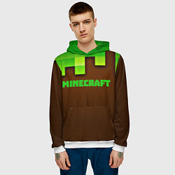 Толстовка-худи мужская Minecraft forever, цвет: 3D-белый — фото 2