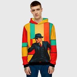 Толстовка-худи мужская Мужчина с пистолетом поп-арт, цвет: 3D-черный — фото 2