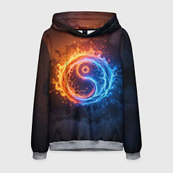 Мужская толстовка Инь ян огонь и лёд