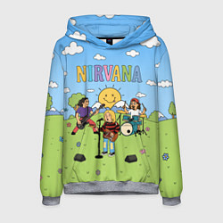 Мужская толстовка Nirvana мультяшный стиль на поляне