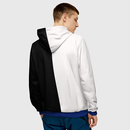 Мужская толстовка Солнце черно-белое / 3D-Синий – фото 4