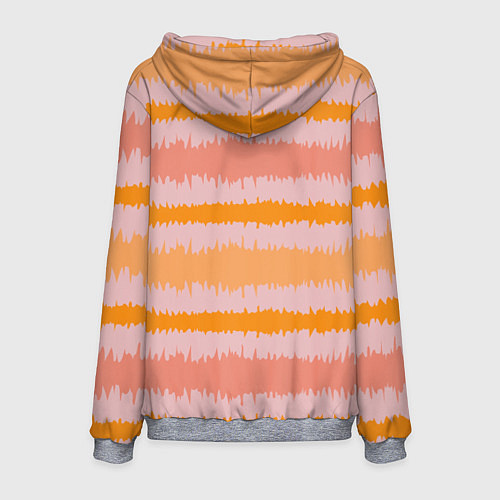 Мужская толстовка Полосы зигзагообразные оранжево-розовые / 3D-Меланж – фото 2