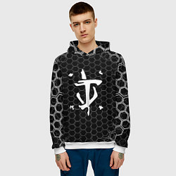 Толстовка-худи мужская Doom соты текстура, цвет: 3D-белый — фото 2