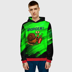 Толстовка-худи мужская Бешеная улитка с энергетиком - форсаж, цвет: 3D-красный — фото 2