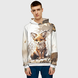 Толстовка-худи мужская Юный лисёнок, цвет: 3D-белый — фото 2
