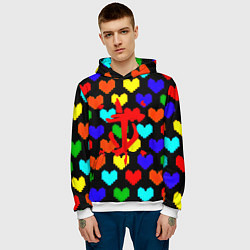 Толстовка-худи мужская Doom love pixel pattern, цвет: 3D-белый — фото 2