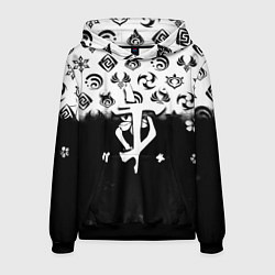 Толстовка-худи мужская Doom черно белые аниме, цвет: 3D-черный