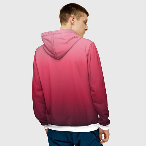 Мужская толстовка Градиент гранатовый / 3D-Белый – фото 4