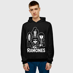 Толстовка-худи мужская Ramones, силуэты, цвет: 3D-черный — фото 2