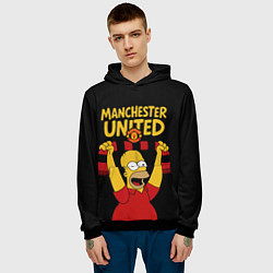 Толстовка-худи мужская Манчестер Юнайтед и Гомер Симпсон, цвет: 3D-черный — фото 2