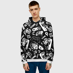 Толстовка-худи мужская Retro gamer pattern, цвет: 3D-белый — фото 2